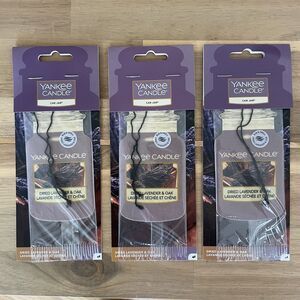 Yankee Candle Car Jar Air Freshener Scent Dried Lavendar and Oak, Three Pack